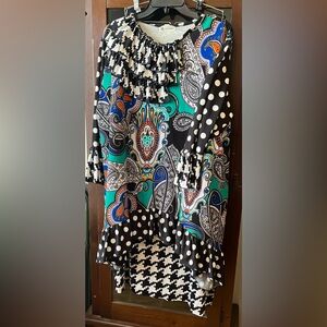 Custom made, Colorful Paisley and Polka Dot Top and skirt